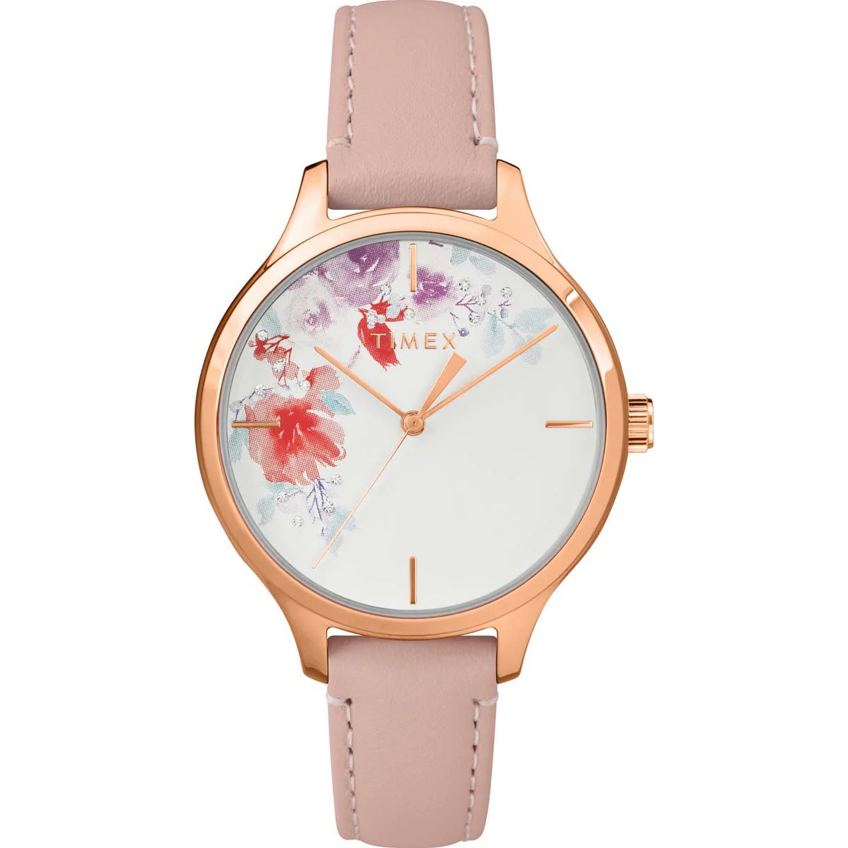 Timex Global Women's Rose Gold-Tone Dial  Case Leather-Strap Function Watch -TW2R87700 - Image 4