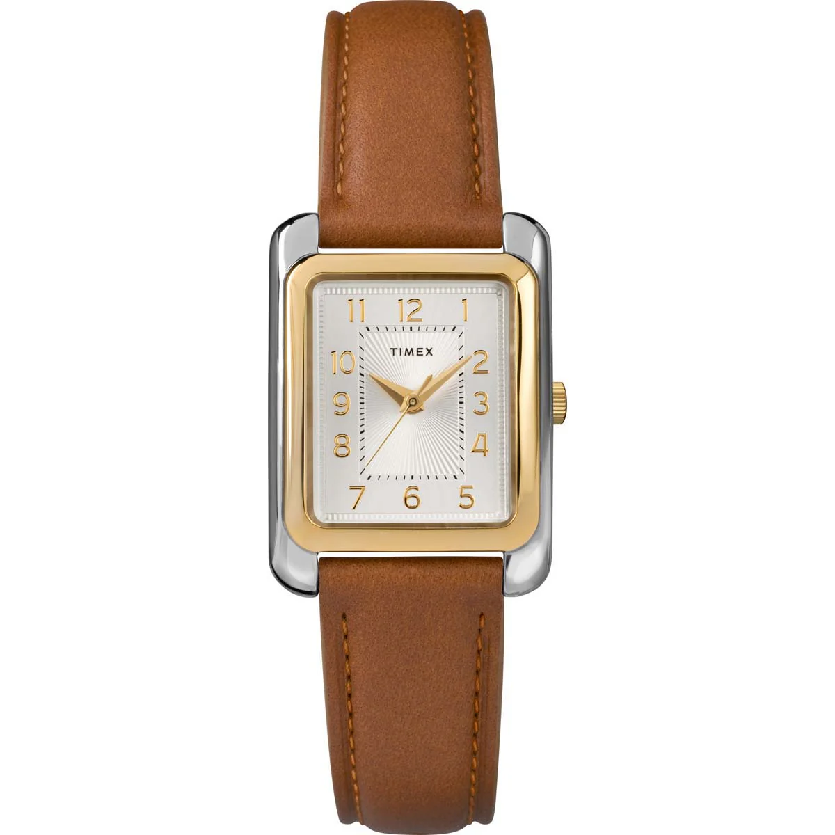 Timex Essential Collection Women's Quartz Analog Two-Tone Dial Rectangle Case Leather-Strap Function Watch -TW2R89600 - Image 5