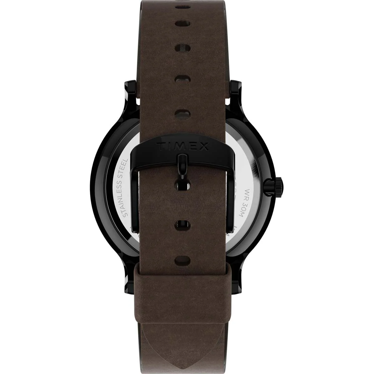 Timex Essential Collection Men's Quartz Analog Black Dial Round Case Leather-Strap Function Watch -TW2T66400 - Image 3