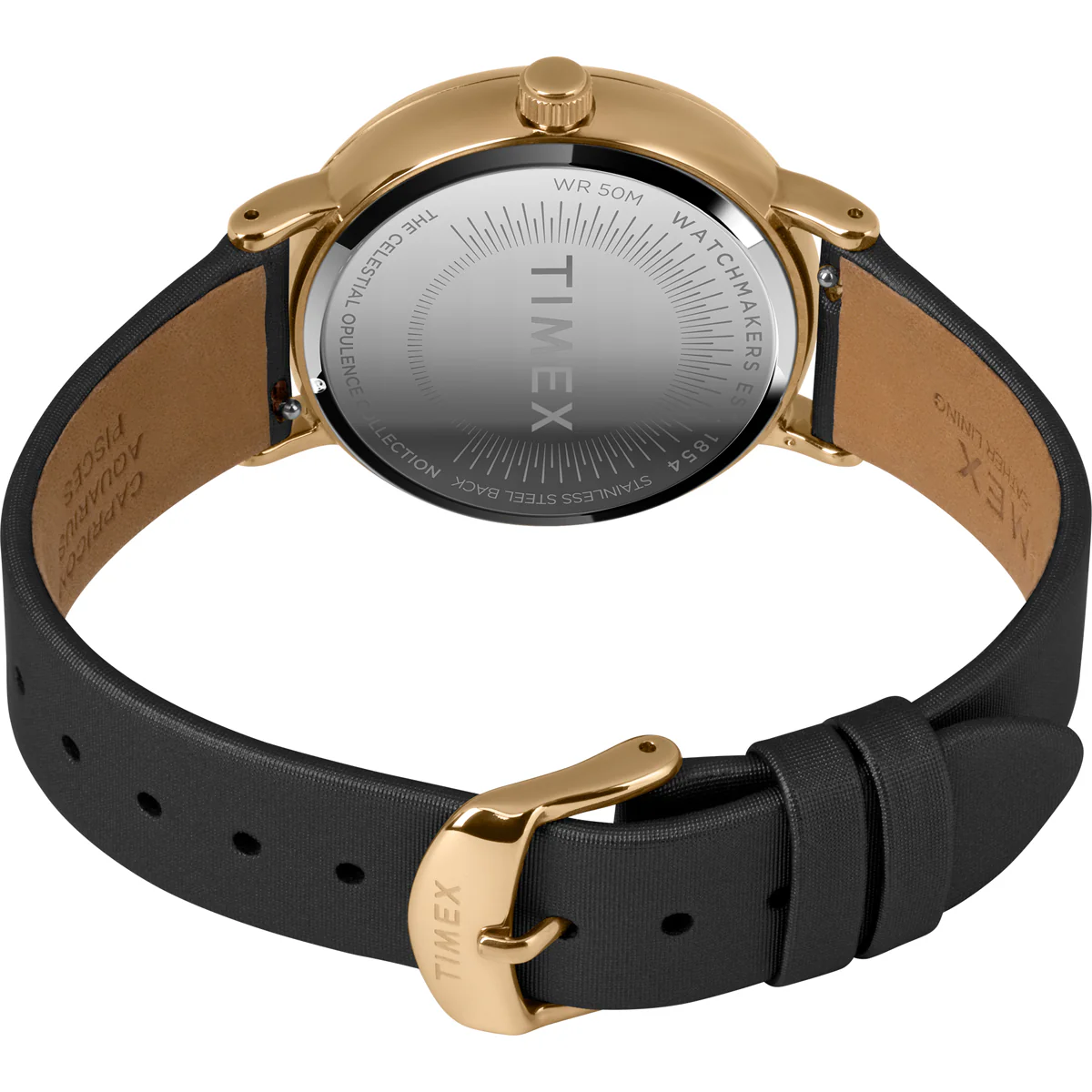 Timex Global Women's Gold-Tone Dial  Case Leather-Strap Function Watch -TW2T87600 - Image 4