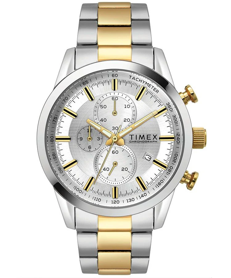 Timex E Class Men's Silver Dial Round Case Chronograph Function Watch -TWEG17606 - Image 2
