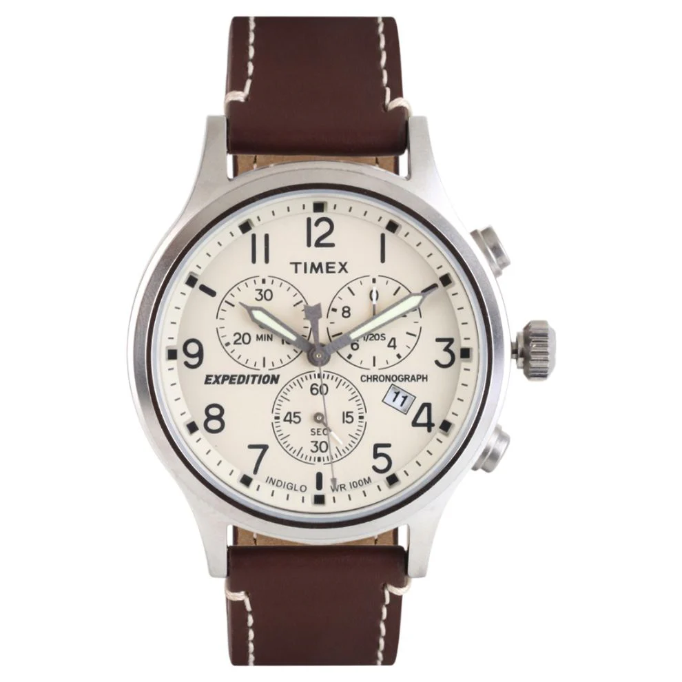Timex Fashion Men's Beige Dial Round Case Chronograph Function Watch -TWEG18200 - Image 7