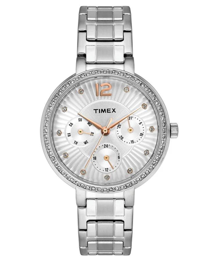 Timex E Class Women's Silver Dial Round Case Multifunction Function Watch -TWEL11900 - Image 2