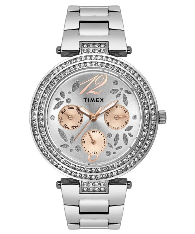 Timex E Class Women's Silver Dial Round Case Multifunction Function Watch -TWEL12001 - Image 2