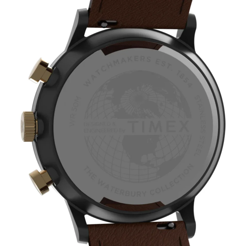 Waterbury Classic Chronograph 40mm Leather Strap Watch - Image 4